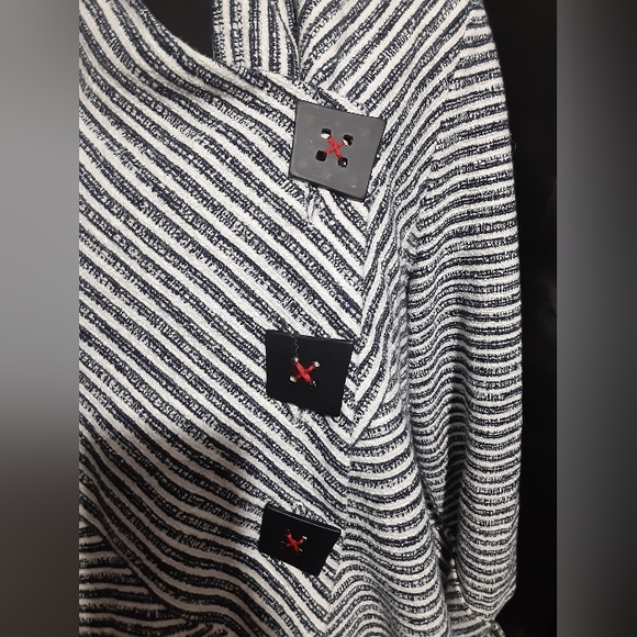 Vintange IC By Connie K Swing Blazer Striped Black White Women's Large BOHO - Picture 4 of 8